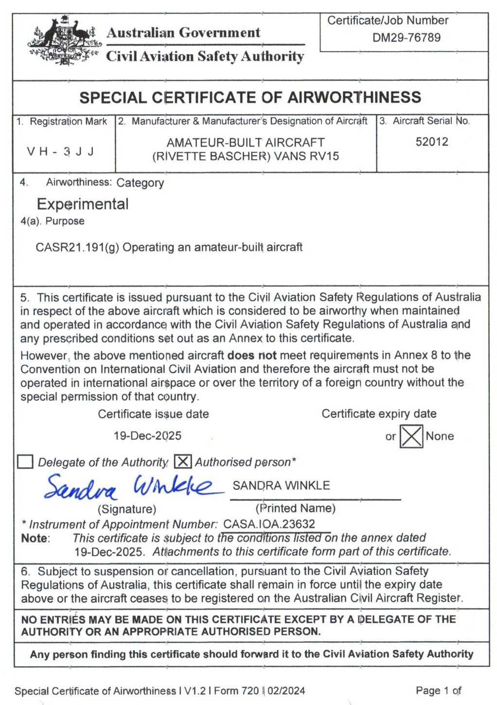 AP Service - CofA Revised or Replacement Certificate